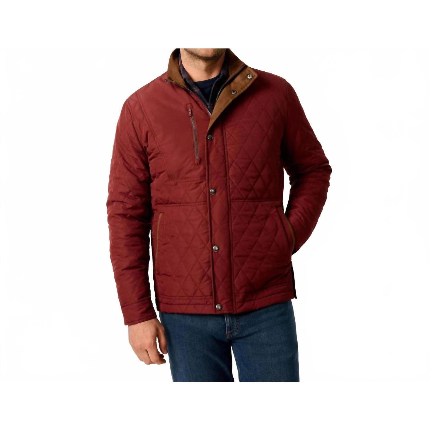 New Johnnie-O Juno Quilted Snap Jacket In Dark Maroon